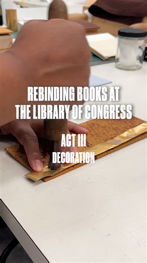 We've arrived at the final installment of our three-part video series on book rebinding, where Library of Congress advanced book conservation interns Brittany and Devon have taken you through all the steps of rebinding a book from the Library's Thomas Jefferson Library Collection. Today they are doing finishing touches and showing you their completed treatments! | The Library of Congress