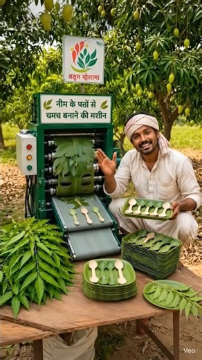 नीम के पत्तों से चम्मच बनाने की देसी मशीन! 😱 किसान का अनोखा जुगाड़ | Eco Friendly Innovation