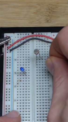 Red Versus Blue LED With Series Current Limiting LDR Light Dependent Resistor