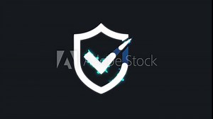 Cyber Security Shield Icon Intro Animation/ 4k animation of a cyber software shield security icon with electric texture