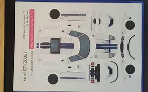 纸模福特GT：第一张零件裁剪及引擎盖粘贴