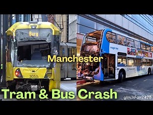 Smashed Tram Drives Thru Manchester after Shocking Collision with Bus
