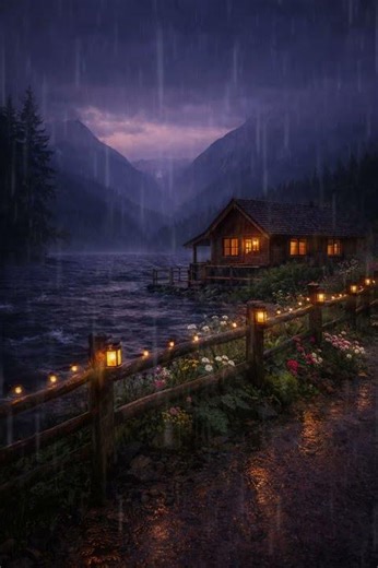 Cozy Storm Night 🌧️⚡ Rain, Thunder & Waves Ambience