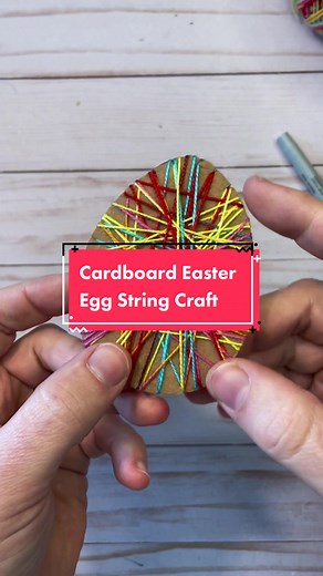 DIY Cardboard String Easter Egg Craft for Kids