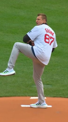 Gronk with the first pitch spike at Fenway Park today 😆 | Sportsnet