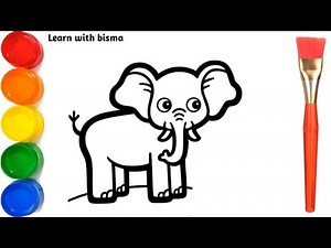 How to Draw elephant drawing, Painting and Coloring for Kids & Toddlers | Draw, Paint and Learn