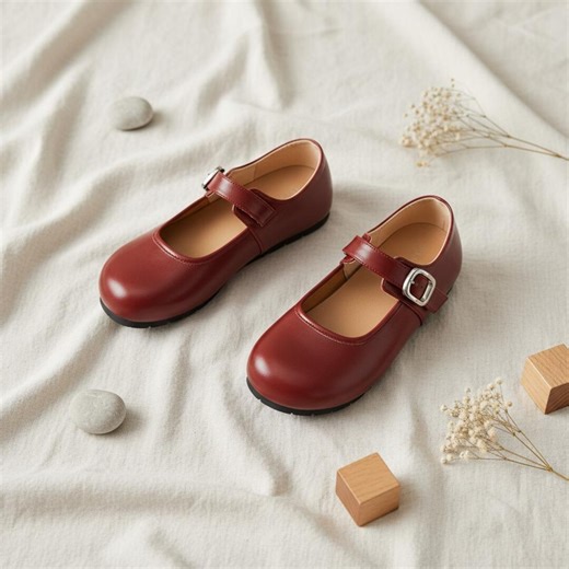 Handmade Red Mary Jane Shoes Women, Vintage Leather Flats, Comfortable Buckle Strap Loafers, Retro Round Toe Walking Shoes, Classic Red Gift - Etsy
