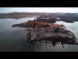 Drone view of abandoned ship graveyard off N.J. coast