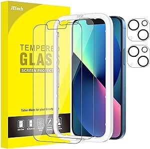 Amazon.com: JETech Screen Protector for iPhone 13 6.1-Inch with Camera Lens Protector, Easy-Installation Tool, Tempered Glass Film, 2-Pack Each : Cell Phones & Accessories