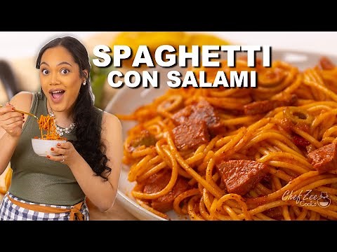 Dominican Spaghetti with Salami | Espaguetis con Salami | Chef Zee Cooks
