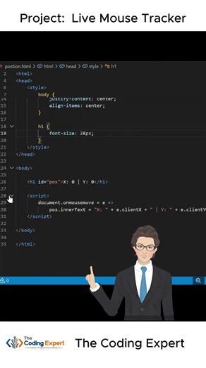 🔥 Live Mouse Tracker using JavaScript | Real-Time Cursor Position | HTML CSS JS Project 🚀