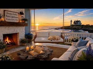 Cozy Porch at Prospect Harbor Point Lighthouse | Ocean Waves, Fireplace & Harbor Bell Ambience
