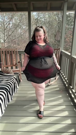 Plus size swim cover-up! I’m a size 22 wearing size 24. Draw string waste. Soft open weave material with stretch. #swimcoverup #coverup #summer #plussizefashion #tiktokshopcreatorpicks