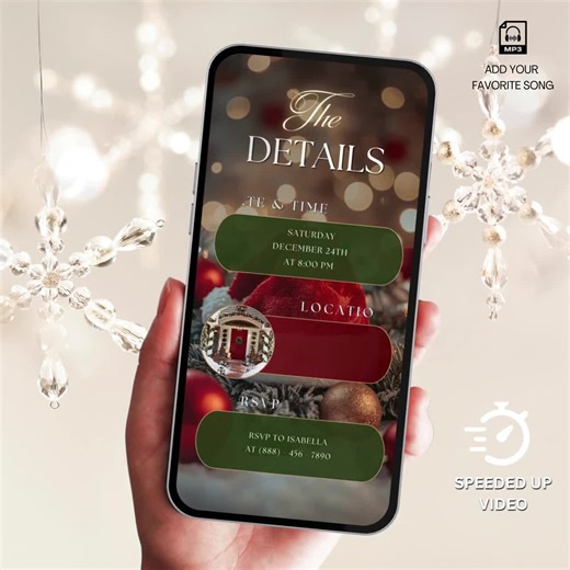 Animated Christmas Dinner Invitation Template, Elegant Holiday Party Evite, Festive Red Canva Design, Warm Christmas Digital Invite - Etsy