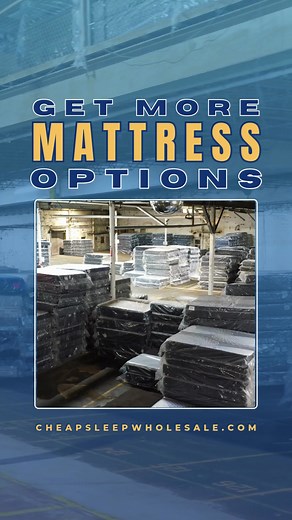GET MORE MATTRESS OPTIONS and lower your costs! We are the trusted wholesale mattress supplier for stores across the USA. See our warehouse full of inventory, ready to ship. Ready to diversify your selection and boost your margins? visit cheapsleepwholesale.com to learn about our wholesale program! | Cheap Sleep Wholesale