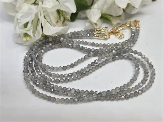 Labradorite Faceted Beads Multi Strand Necklace; 18k Gold-filled Gemstone Sparkly Necklace - Etsy Australia