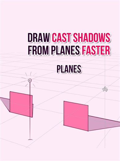 The fastest way to draw shadows from planes is not to search for every point. You still draw all the projection guides, but then draw just one ray through the corner. One intersection point will show you the rest — send a guide to the main vanishing point from it. And here is… #howtodraw #perspectivedrawing #drawshadow #castshadow #arttips