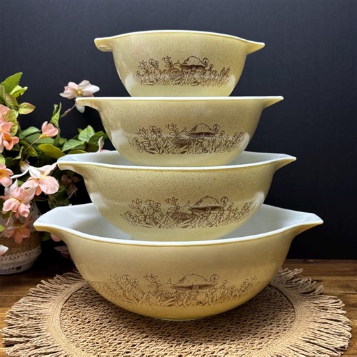 Pyrex Forest Fancies Set 4 Bols Cinderella #441 442 443 444 | Bols Champignons Rétro | Bols Pyrex Vintage Cuisine Collection - Etsy