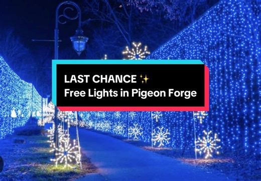 🚨 LAST CHANCE! 🚨 The Winterfest Wonders of Light Walkway in Pigeon Forge is FREE and it ends February 15th! ❄️✨ If you’ve been waiting for the perfect winter night activity… this is it. Grab a hot chocolate, bundle up, and go walk through the lights while you still can 💗 Save this for your trip tag who you’re going with! 📍Pigeon Forge, TN 🗓️ Ends Feb 15 #pigeonforge #smokymountains #budgetfriendly #gatlinburg #traveltok