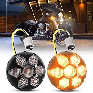 SUP-LIGHT 1157 LED Front Turn Signal Light Kit Bullet Style Brake Light Running Light Compatible with Harley Touring Dyna Softail Sportster Street Glide Road Glide Iron 883,1 Pair (1157Front)