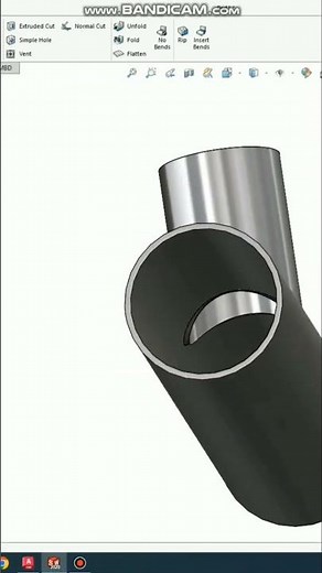 Pipe Development Design Solidworks|Flatten Pipe Insert Bend #solidworks | #autocad | #shortvideo