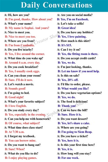 Improve your English language Skills With Conversation, Q/A Questions and Answers | Daily Used English Sentences | Sophai Creator Share