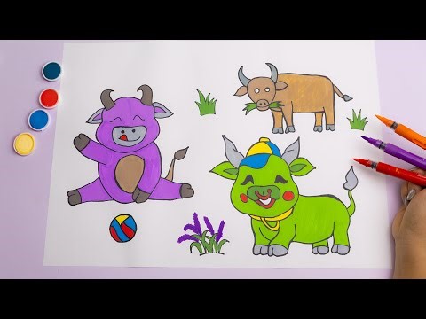 Drawing Cute Moving Buffaloes | Funny and Adorable Animal Animation
