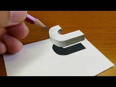 Very Easy!! How To Draw 3D Floating Letter "J" - Anamorphic Illusion - 3D Trick Art on paper