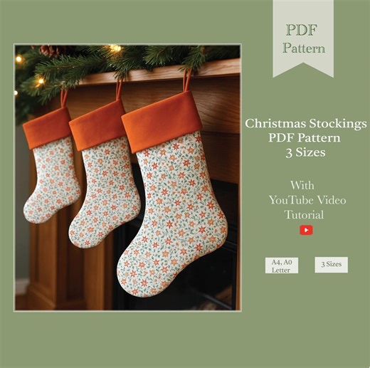 Pattern - Christmas Stocking Sewing PDF Pattern With 3 Sizes - Etsy Australia
