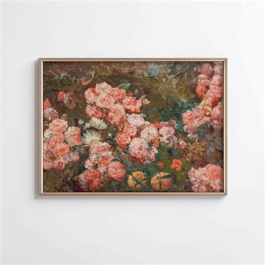 Vintage Rose Garden Bouquet Art • Romantic Cottagecore Floral Wall Decor • Framed/unframed Wall Art - Etsy