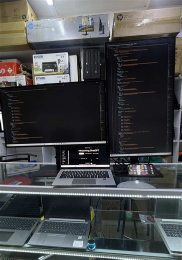 If this is your vibe, visit our store asap! All developers need such a dual monitor setup! Lenovo thinkvision P27-20 monitor 27inch edge to edge 2k QHD display type c enabled 16:9 QHD IPS monitor 🔹️27