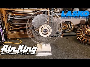 Air King by Lasko 12" Oscillating Desk Fan | Grey-Bladed Version