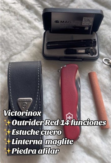 Victorinox Outrider red 14 funciones 🇨🇭acompáñala con la linterna mini maglite está diseñada para encajar perfectamente en el estuche 📍tienda llanera calle 1419-87 Acacías meta WhatsApp 3227644446 #linternamaglite #victorinox #afilador #outridered #tiendallanera