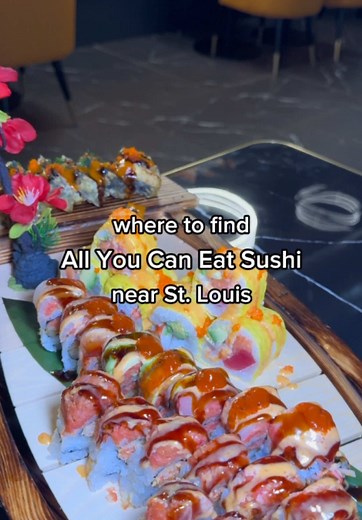 @Machi Sushi Hibachi AYCE is the bougiest All You Can Eat sushi spot I’ve been to near STL & you can get MORE than just sushi on their AYCE menu for around $30. 🐠🍣 My favorite was the Time Bomb roll with deep fried salmon, cream cheese and avocado, and I also ordered the Volcano Roll made with soybean paper, the Machi Roll and the St. Louis roll. 📍Machi Sushi and Hibachi, 9527 Gravois Rd., Affton MO 63123 #stl #stlouis #sushi #stlfood #ayce