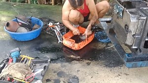 Mechanic repairing and restoring diesel engines Restoring a long broken rice threshing machine | Md Uzzal Hossain