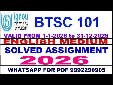 BTSC 101 solved assignment 2025-26 in English || btsc 101 solved assignment 2026 || btsc101 2025-26