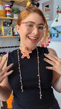 Making a beautiful starfish crochet necklace using beads ⭐🧶❤️ Tutorial linked above ☝️