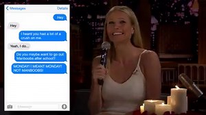 2.4M views · 52K reactions | Gwyneth Paltrow and Jimmy sing embarrassing first text exchanges between guys and girls in a romantic setting. | The Tonight Show Starring Jimmy Fallon | Facebook