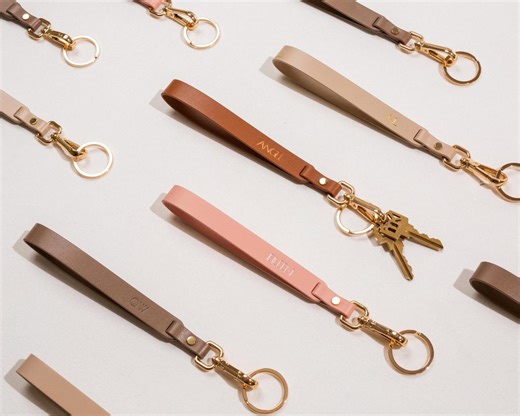 Embossed Nappa Leather Wristlet Keychain - Personalized Key Strap With Name or Initial, Modern Minimal Custom Accessory for for Purse Bag - Etsy