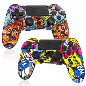 2 Pack Wireless Controller for P4, Bonadget Wireless Gamepad Compatible with P4/ Pro/Slim,P4 Remote Built-in 1000mAh Battery with Turbo/ Dual Vibration/6-Axis Motion Sensor