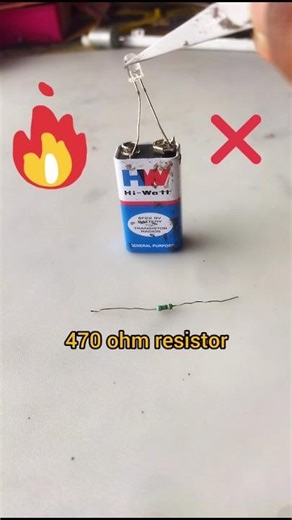 9V Battery to 3V LED 🔥 Without Resistor LED Will Burn! #shorts