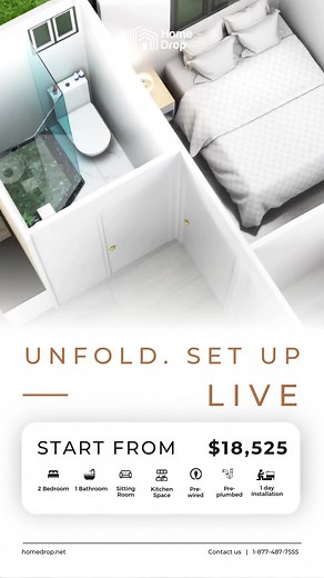 🏡 A Home That Unfolds in Minutes! 🚀 Imagine having a fully built home delivered to your property and ready to live in within hours—no long construction, no hassle. Our expandable home includes: ✅ 2 Bedrooms, 1 Bathroom, 1 Full Kitchen ✅ Pre-Plumbed & Pre-Wired for easy utility connections ✅ Less than 1-Day Installation—move in the same day! ✅ Starting at just $18,525 Affordable, high-quality, and designed for modern living. Watch as this home expands before your eyes! 📩 Message us to learn mo