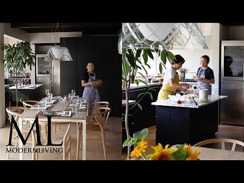 【湘南の家】庭と室内の双方に触れ合えるキッチン｜モダンリビング・ムービー｜MODERNLIVING