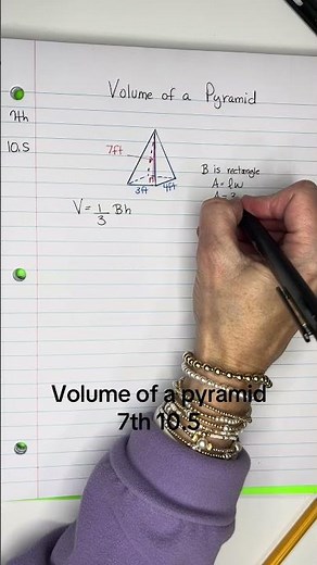 7th 10.5 Finding the volume of a rectangular pyramid #volume #pyramid