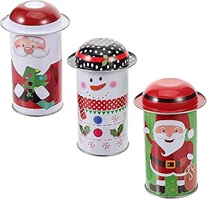TOYANDONA Christmas Cookie Jar 3pcs Christmas Cookie Box Candy Tin Jar Candy Storage Containers Tinplate Christmas Biscuits Tin Can for Christmas New Year Party Favors Random Pattern