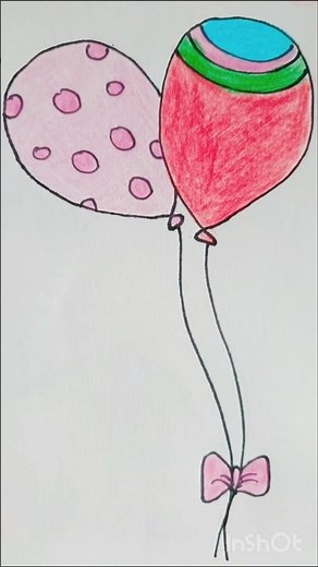 Simple Balloon Drawing and Coloring ✨ | Easy Art for Beginners