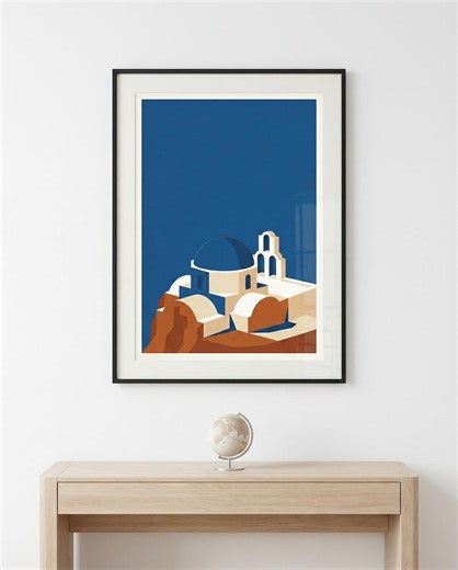 Santorini Map Wall Art | Greece Poster Digital Download | Travel Print - Etsy