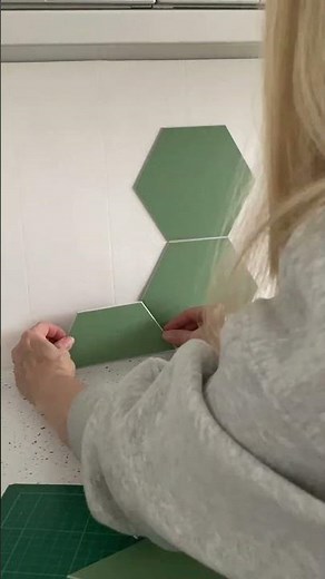 Instant splashback – stick-on sage green tiles