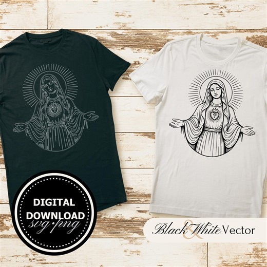Our Lady of Beauraing SVG Bundle, Virgin of the Golden Heart PNG, St Mary Clipart, Hand Drawn Patron Saint Pictures for Print and Engraving - Etsy