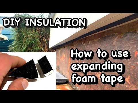 21. Using expanding foam tape to seal around the edges of insulation boards